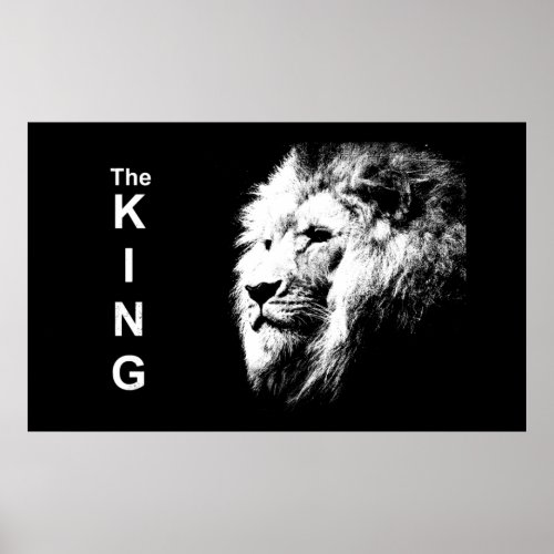 Lion Head Black  White Modern Pop Art Template Poster