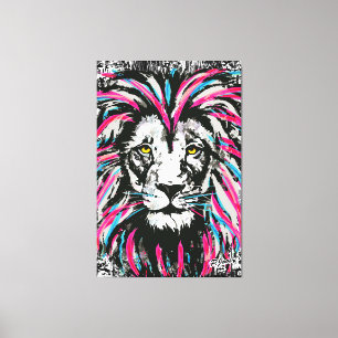 Lion Head Canvas Blue Pink Lion Canvas Print