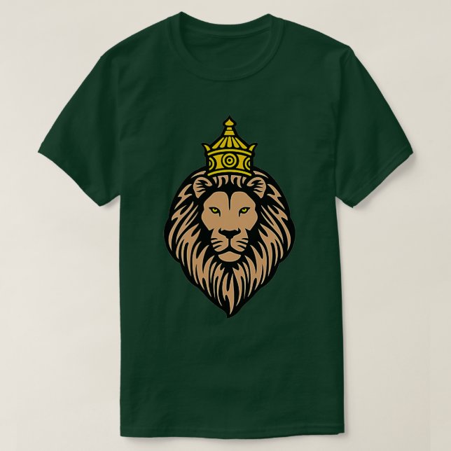 Lion Head Crown Shirt King Lion Cat Face Tee Men B (Design Front)