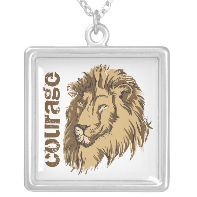 Lion head custom Courage custom silver pendant (Front)