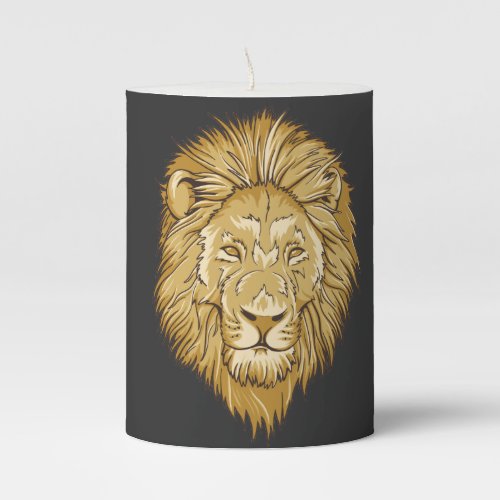 Lion Head Design Pillar Candle