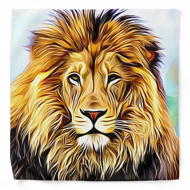 Lion head Digital painting Bandana (Front)