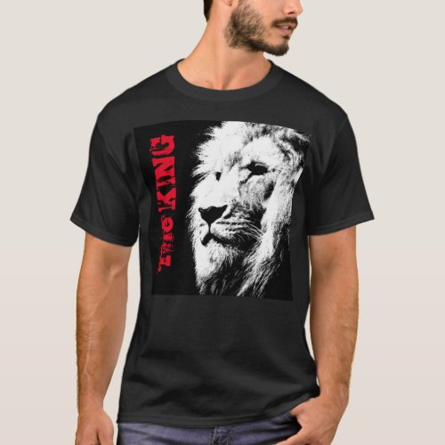 Lion Head Face Template Mens Modern Elegant Black T_Shirt
