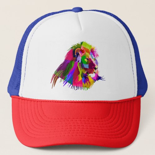 Lion Head Geometric Prismatic Design Trucker Hat