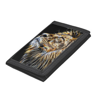 Lion Head Glowing Fractalius Trifold Wallet