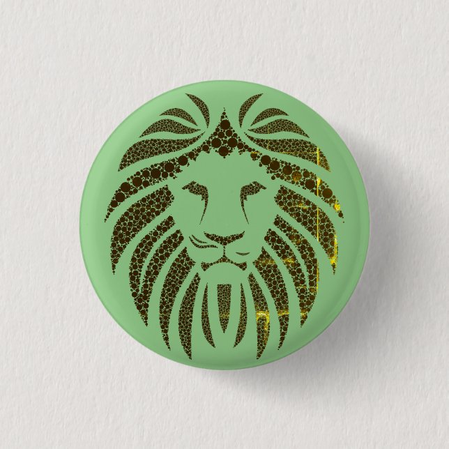 LION HEAD GREEN BACKGROUND BUTTON (Front)