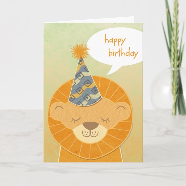 Lion Head Happy Birthday Card (Front)