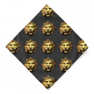 LION HEAD IN BRONZE Antique Roman Pattern Bandana