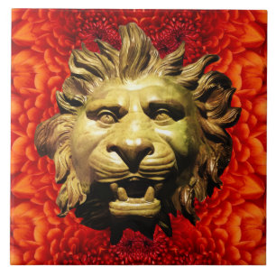 LION HEAD IN BRONZE Figurehead Antique Roman Ship Ceramic Tile