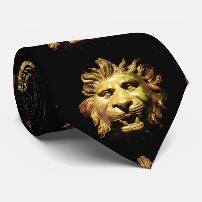 LION HEAD IN BRONZE Figurehead Antique Roman Ship Neck Tie (Rolled)