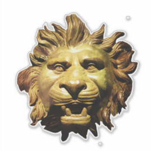 LION HEAD IN BRONZE Figurehead Antique Roman Ship Sticker