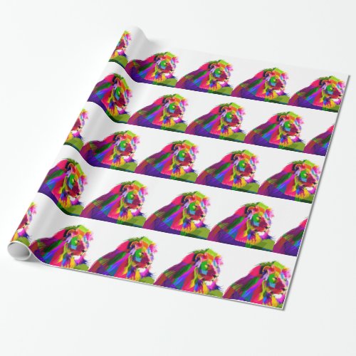 Lion head in geometric pattern wrapping paper