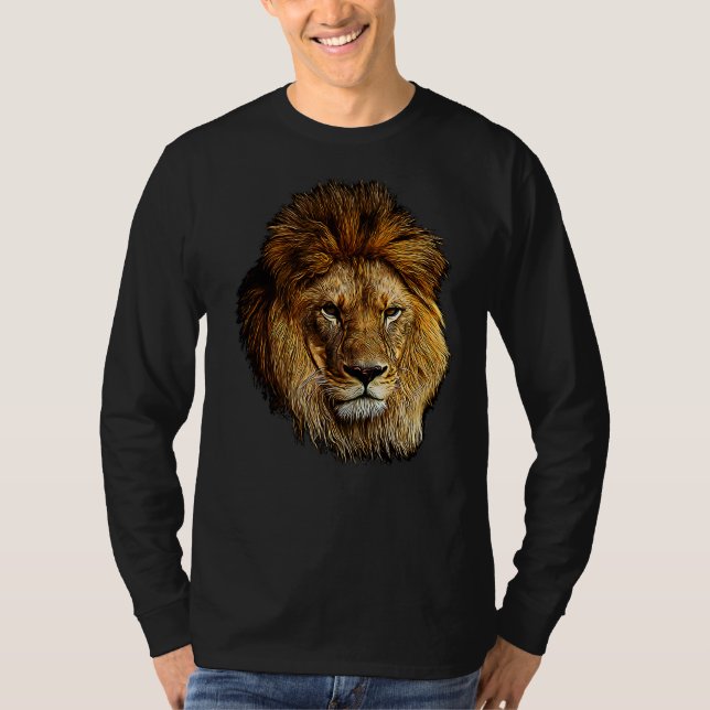 Lion Head  Majestic Portrait Of A Fierce Lion T-Shirt (Front)