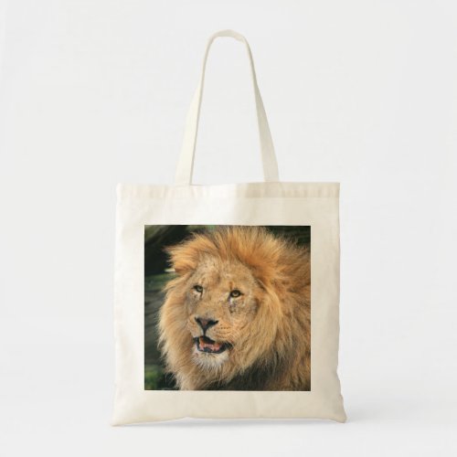 lion head male beautiful photo shopping tote bag