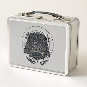 Lion Head Metal Lunch Box