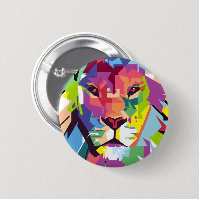 Lion Head | Modern Art Button (Front & Back)