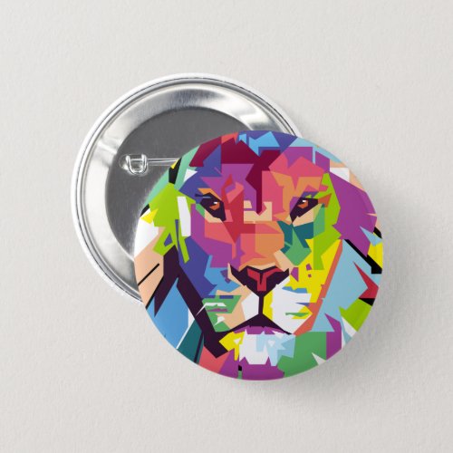 Lion Head  Modern Art Button