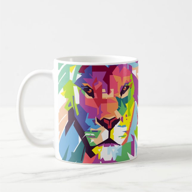 Lion Head | Modern Art Coffee Mug (Left)