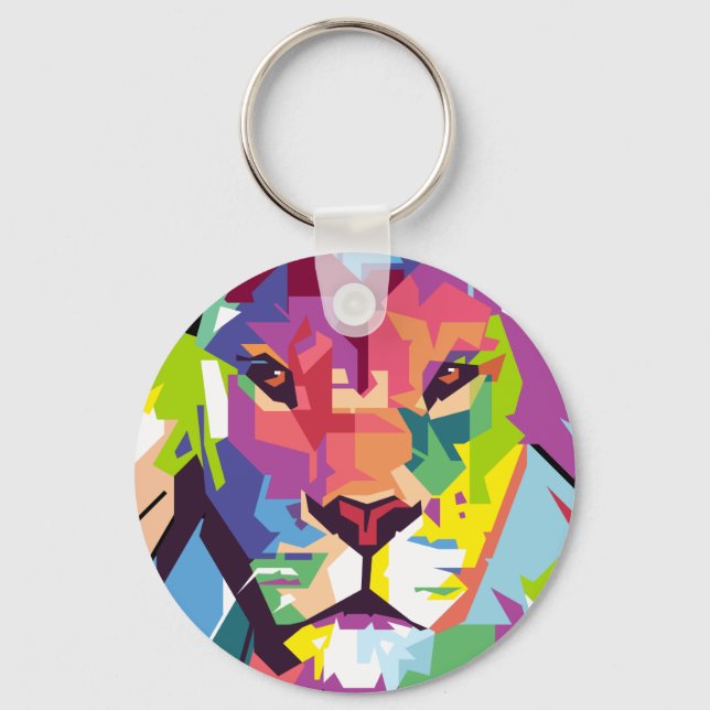 Lion Head | Modern Art Keychain (Front)