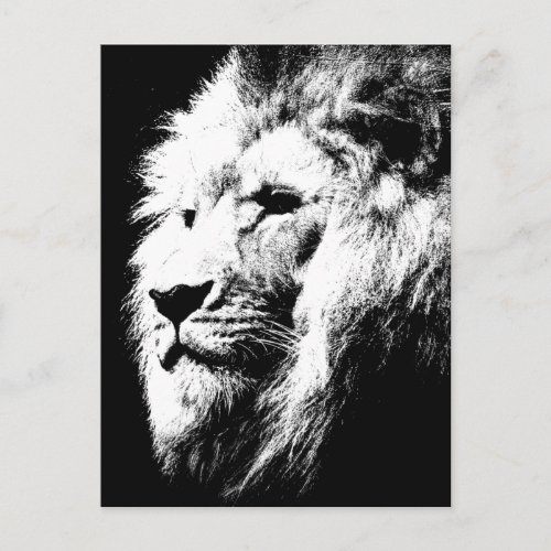 Lion Head Modern Black  White Pop Art Picture Postcard