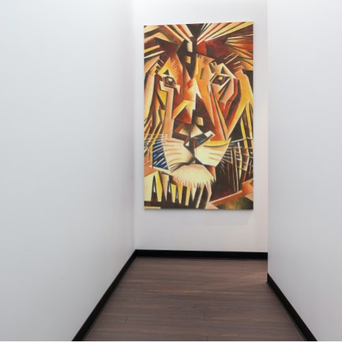 Lion Head Modern Cubist Painting Canvas Print