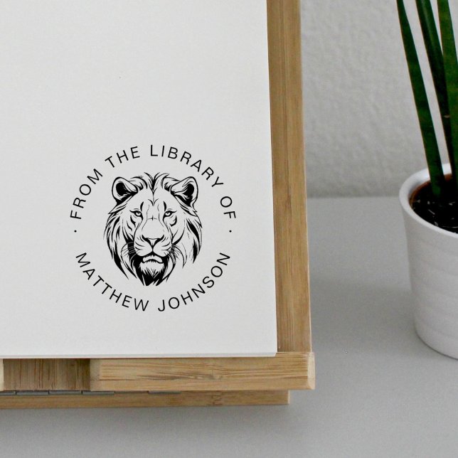 Lion Head Modern From The Library Of Custom Book Self-inking Stamp (Creator Uploaded)