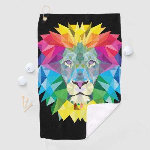 Lion Head on Black  Golf Towel