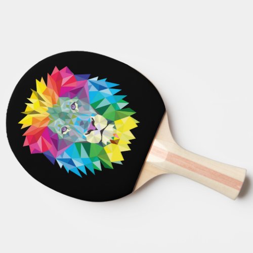 Lion Head on Black Ping Pong Paddle