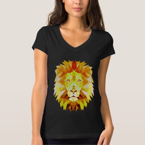 Lion Head Polygonal Abstract Colors Leo King Gift T_Shirt