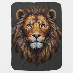 Lion Head Portrait Mosaic Art Baby Blanket