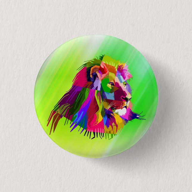 Lion  Head Prismatic Pop Art Design-62502 Button (Front)