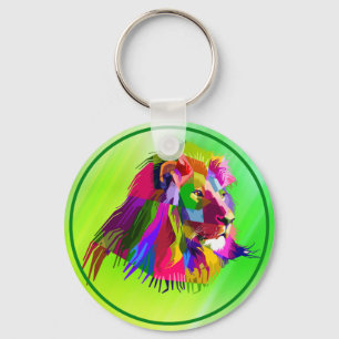 Lion Head Prismatic Pop Art Design-62502 Keychain