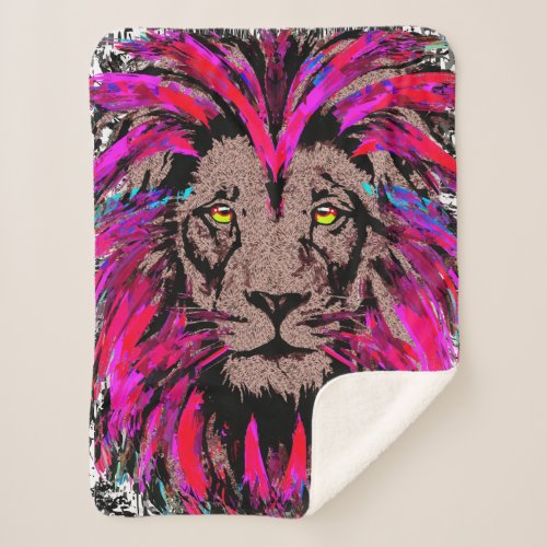 Lion Head Sherpa Blanket  Pink Lion Blanket 