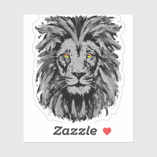 Lion head sticker _ Gray lion sticker