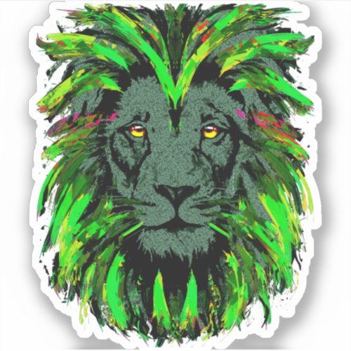 Lion head sticker _ Green lion sticker