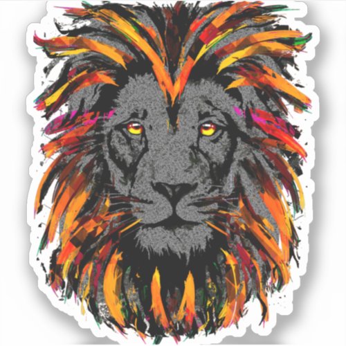 Lion head sticker _ Orange lion sticker