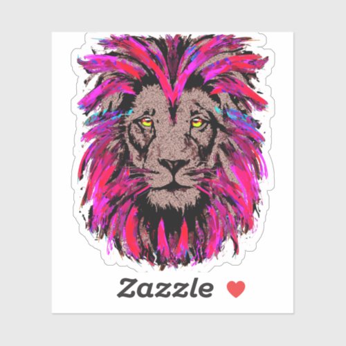 Lion head sticker _ Pink lion sticker