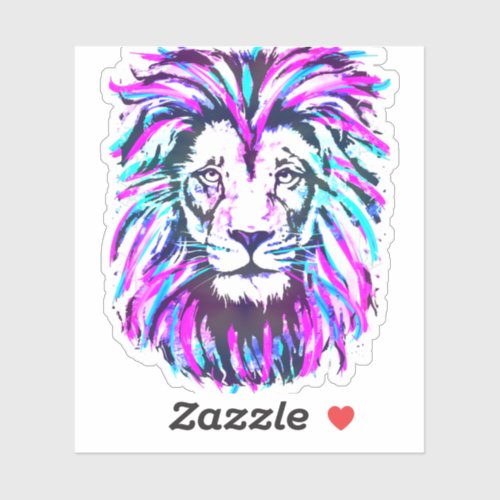 Lion head sticker _ Purple lion sticker