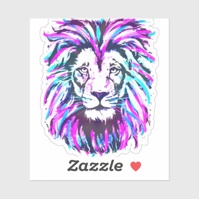 Lion head sticker - Purple lion sticker (Sheet)