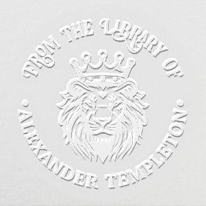 Lion Head Wearing Crown #1P Library Book Name Embosser