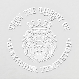 Lion Head Wearing Crown #1P Library Book Name Embosser