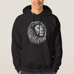 Lion Head - White on Black Hoodie