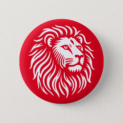 Lion Head _ White on Red Button