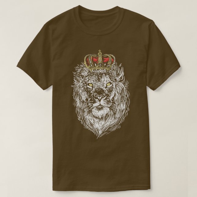 Lion Head with a Golden Crown Big Cat Lover Wildli T-Shirt (Design Front)