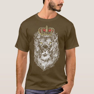 Lion Head with a Golden Crown Big Cat Lover Wildli T-Shirt
