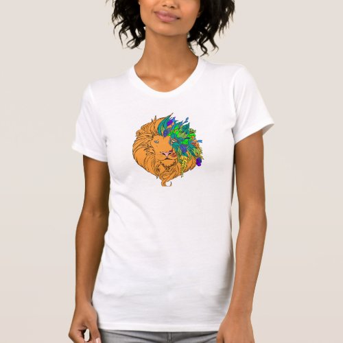 Lion head with leaves_graphic design T_Shirt T_Shirt