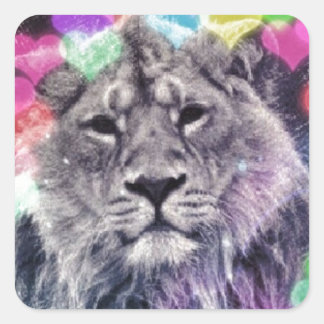 Lion Heart Bokeh Digital Art Drawing Square Sticker
