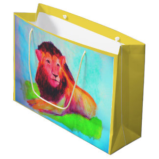 Lion Heart - Wild Animal Big Cat Art Drawing Large Gift Bag