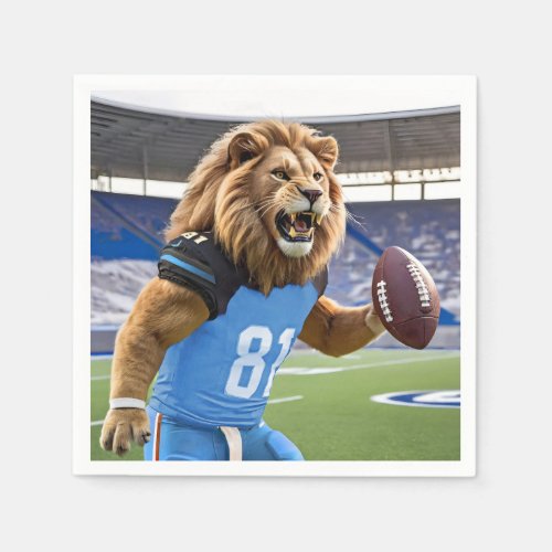 Lion Holding a Football Napkins