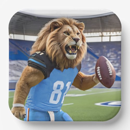 Lion Holding a Football Paper Plates